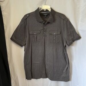 BANANA REPUBLIC Men's XL Gray Polo Shirt Luxury‎ Touch Epaulet Short Sleeve